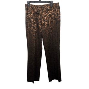 Harolds Vintage Womens 8 Bronze Black Brocade Floral Jacquard Goth Dress Pants